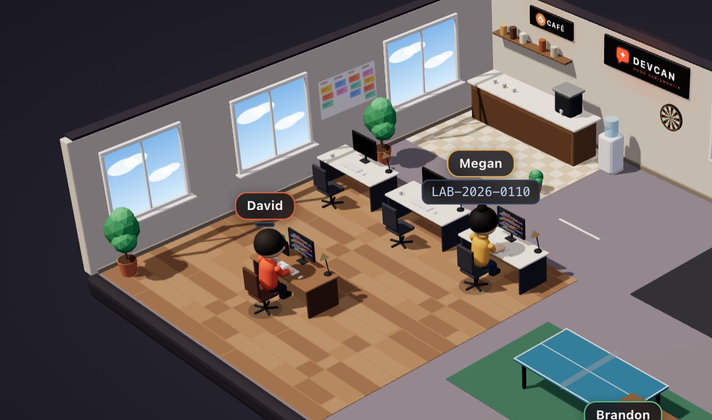 Portaldaki ofis görünümü — lab ekibi bir Odoo 20 talebi üzerinde.